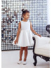 White Satin Knee Length Simple Flower Girl Dress